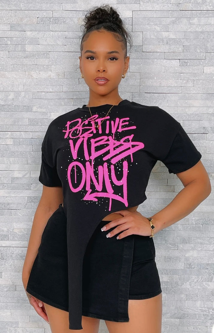 Positive Vibes Only Top (black)