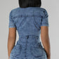 Denim washed romper ￼