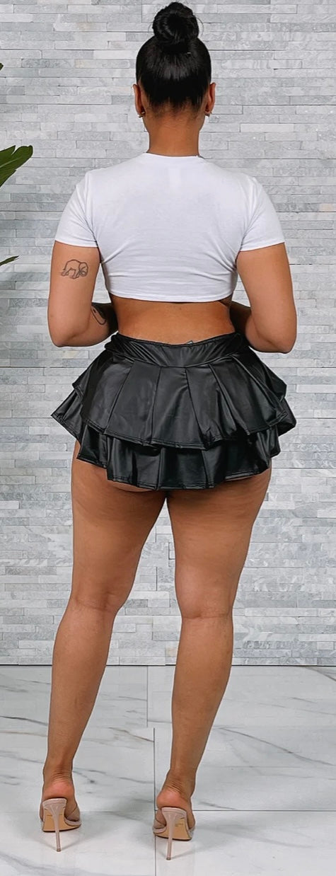 Sassy Leather Mini Skirt