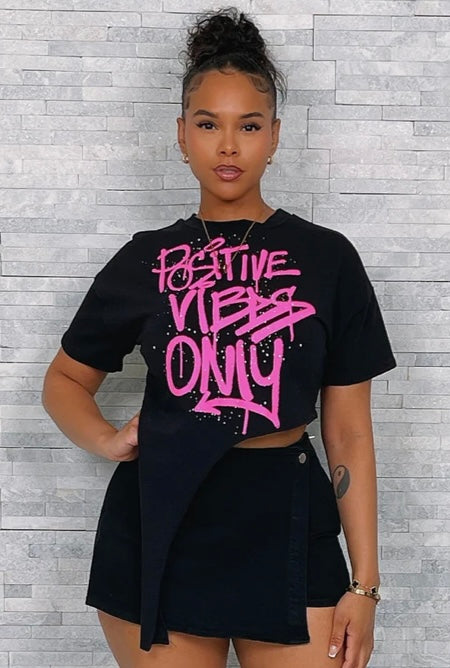 Positive Vibes Only Top (black)